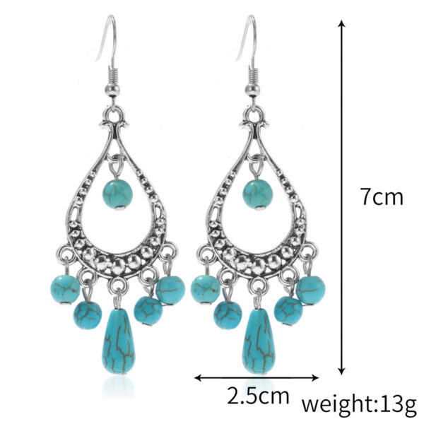 Wholesale Cross-Border Amazon European and American Popular Bohemian Turquoise Earrings Retro Nostalgic Style Earrings Set