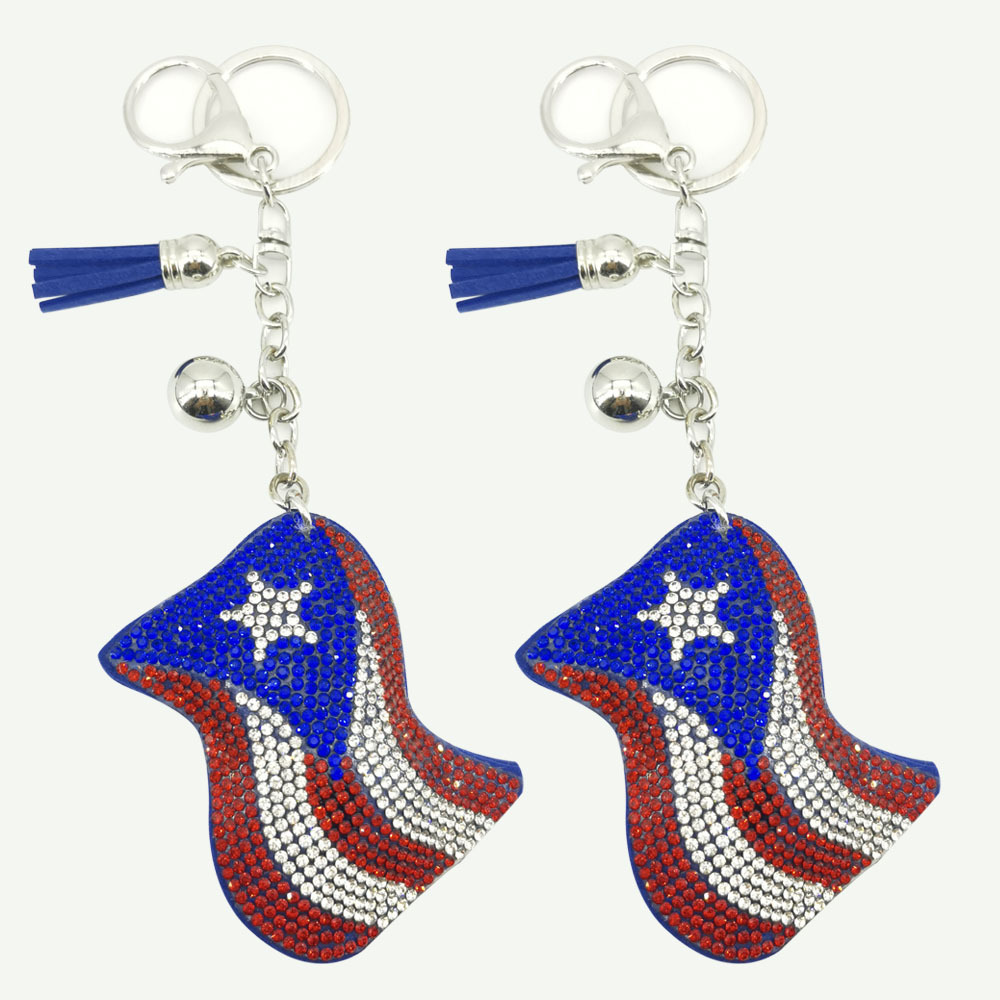 Wholesale Veet inlaid diamond flag keychain