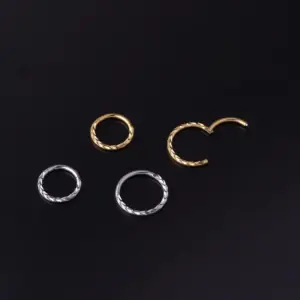 316L Stainless Steel No Inlaid Zircon Nose Rings & Studs Circle Waterproof Non Tarnish Surgical Steel