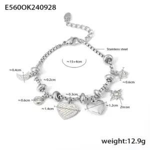 E560-Steel Color Heart Bracelet