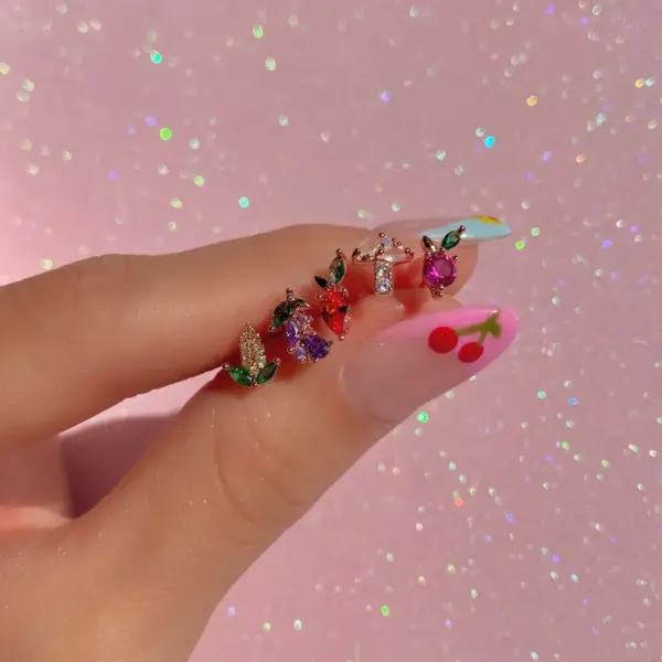 Wholesale Ear Cartilage Rings & Studs Pastoral Fruit Brass Gem