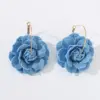 Wholesale 1 Pair Exaggerated Romantic Flower Pearl Three-dimensional Alloy Cloth Drop Earrings Earrings
