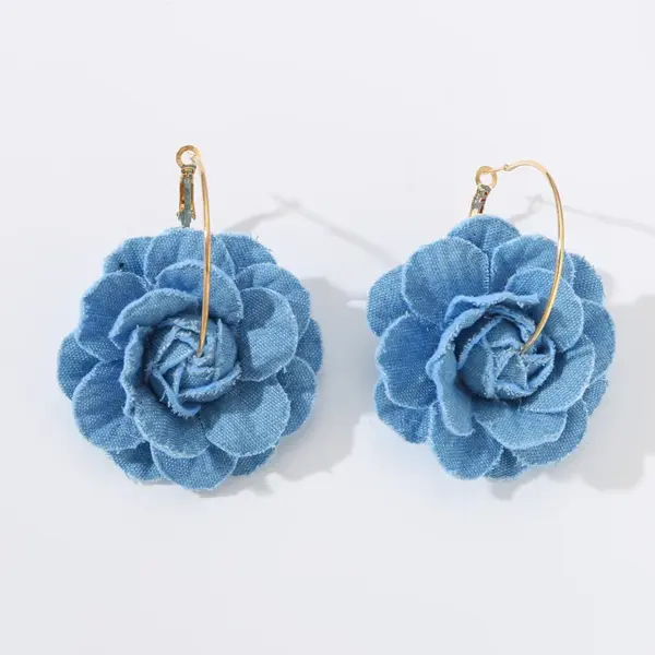 Wholesale 1 Pair Exaggerated Romantic Flower Pearl Three-dimensional Alloy Cloth Drop Earrings Earrings