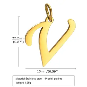 Gold (Single Pendant without Chain) / Letter V