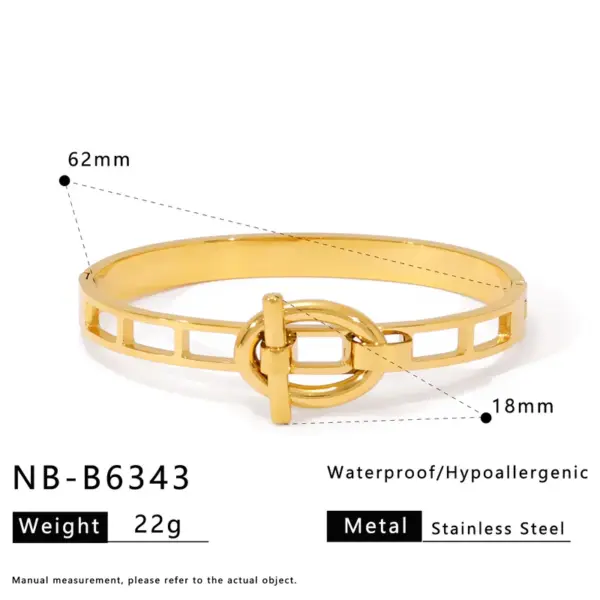 Wholesale INS Style Elegant Simple Round Oval Heart Shape 304 Stainless Steel Clasp Bracelet Pearl Zircon Bracelet Set Furnace Vacuum Electroplating 18K Women's Jewelry