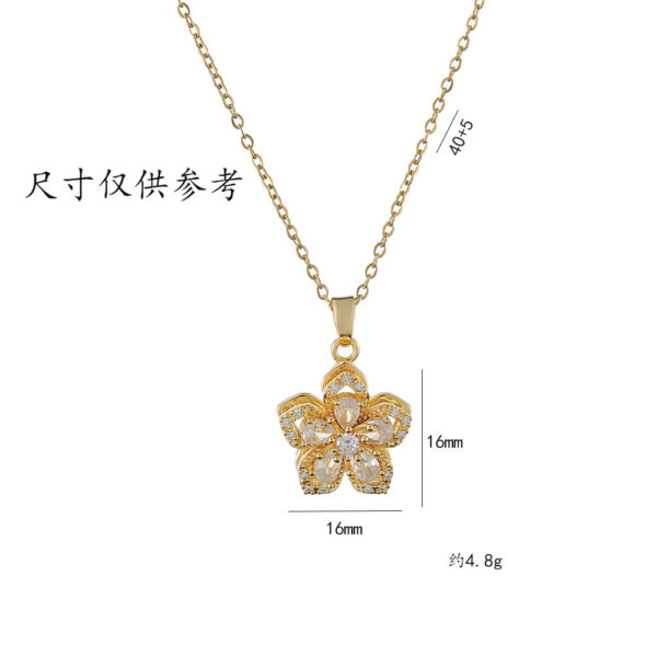 Wholesale Necklace Female Internet Celebrity Rotating Bauhinia Zircon Flower Niche Fashion New Design Pendant Temperament Titanium Steel Necklace
