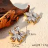 Wholesale PVD Coated Real Gold Plated 18K Gold Flower 304 Stainless Steel Retro Classic Style Waterproof Non Tarnish Ear Studs