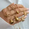 Wholesale Jewelry Exaggerated Beach Starfish Conch Shell 304 Stainless Steel Snake Chain Pendant Necklace