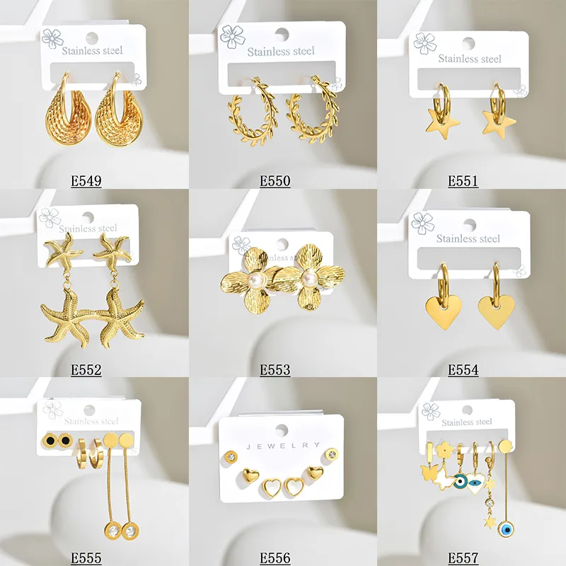 Wholesale 304 Stainless Steel Star Electroplating K Gold Plated Gold Plated Elegant Cute op Earrings Ear Studs