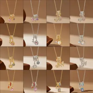 Wholesale Fashionable Titanium Steel Zirconia Necklace Women's High-End Personality Versatile Elegance Micro-Set Copper Pendant Jewelry