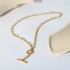 Wholesale PVD Coated Real Gold Plated 18K Gold Geometric 201 Stainless Steel Nordic Style Basic Classic Style Waterproof Non Tarnish 201 Stainless Steel Necklace