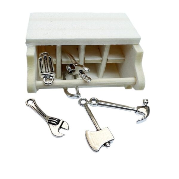 Wholesale 1:12 dollhouse miniature model miniature scene wooden tool box axe scissors set