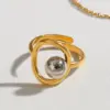 oly-e65b88c747083f8b6e0ecf4e75211887 Wholesale PVD Coated Real Gold Plated 18K Gold Geometric 304 Stainless Steel IG Style Elegant Simple Style Waterproof Non Tarnish Open Rings