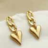 Wholesale PVD Coated Real Gold Plated 14K Gold Heart Shape 304 Stainless Steel IG Style Waterproof Non Tarnish Drop Earrings