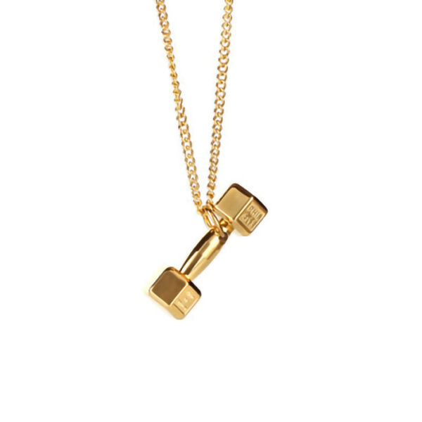 oly-e666ec41ccfdce18fc0453688b9b4210 Wholesale Fashion Fitness Barbell Dumbbell Men's Necklace Domineering Trendy Men's Titanium Steel Clavicle Cole Pendant Pendant Women