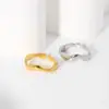 Wholesale PVD Coated Real Gold Plated 18K Gold Solid Color 304 Stainless Steel IG Style Nordic Style French Style Waterproof Non Tarnish Open Rings
