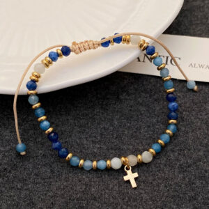 Natural semi-precious stone bracelet with gold beads and spacers ~ 3843