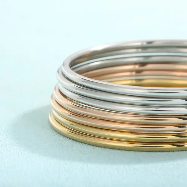 304 Stainless Steel Geometric PVD Coated Stone-Free 18K Gold Plated Simple Style Streetwear Waterproof Non Tarnish Plating Wristband