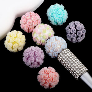 Wholesale Colorful rose luminous flower ball clay drill ball straight hole beads DIY