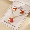 Fashion Style 304 Stainless Steel Water Plated Imitation Gold Double Heart Electroplated Jewelry Set For Women Cable Chain