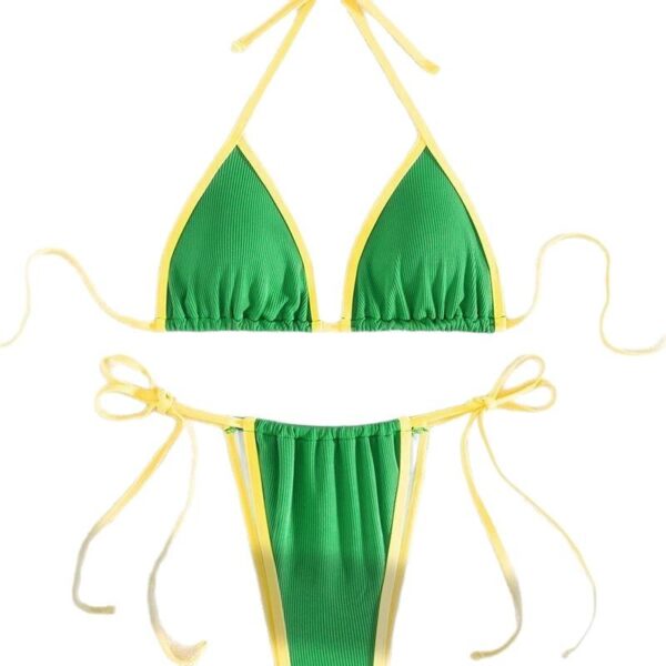 Wholesale 2025 New Split Bikini Cross-Border Amazon Lace-Up Sexy Color-Blocked Brazilian Thong Beach Bikini