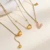Wholesale PVD Coated Real Gold Plated 18K Gold Heart Shape 304 Stainless Steel Elegant Sexy Romantic Waterproof Non Tarnish 304 Stainless Steel Lobster Trigger Clasp Closure Pendant Necklace
