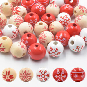 Wholesale 10PCS DIY Accessories Christmas Colorfulful Snowflake Wood Beads