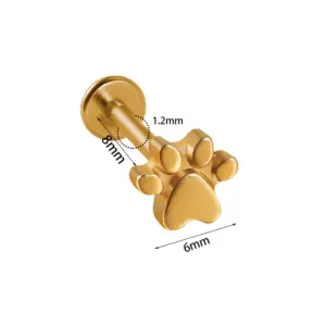 Flat Dog Footprints / Gold-1.2*8mm