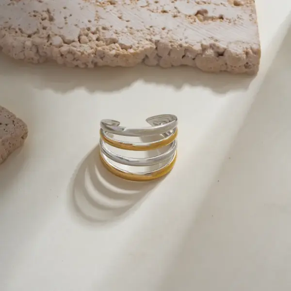 Wholesale Jewelry Sexy Rock Simple Style Geometric 304 Stainless Steel 18K Gold Plated Plating Open Rings