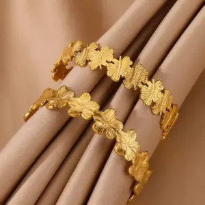 PVD Coated Real Gold Plated 18K Gold Geometric 304 Stainless Steel Retro Simple Style Waterproof Non Tarnish 304 Stainless Steel Bangle