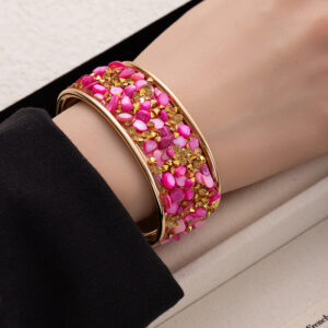 L285-3 rose red cross-border gravel rhinestone bracelet