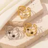Ion Plating (IP) Real Gold Plated 18K Gold Geometric Sun Moon 304 Stainless Steel French Style Modern Style Waterproof Non Tarnish Open Rings