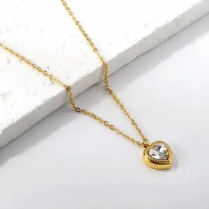 White Heart Shape Diamond Pendant Necklace