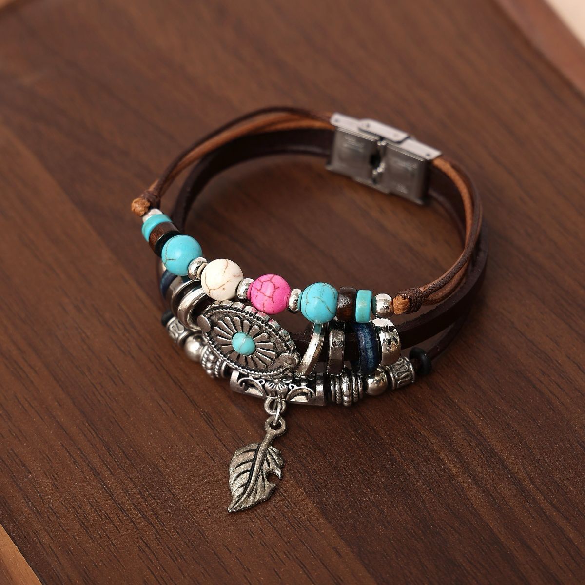 Wholesale Leaf Pine Stone Bracelet