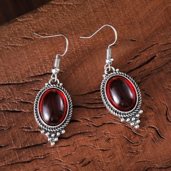 Wholesale Ruby Oval Alloy Pendant Fashion Earrings Jewelry suit