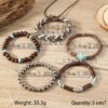 Wholesale Turquoise Turtle Retro Wooden Beads Wax Rope 5-Piece Braided Bracelet Set
