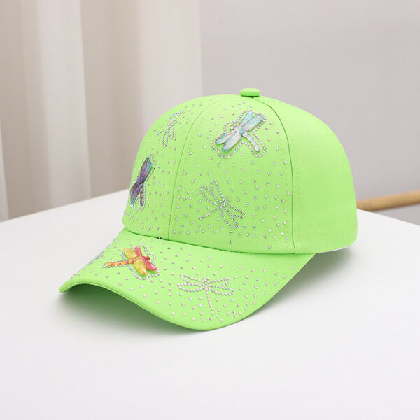 Wholesale Cross-Border New Hot-Selling Rhinestone Butterfly Dragonfly Baseball Cap European and American Fashion Elegant Peaked Cap Factory Ready