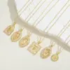 Wholesale Vintage Style Simple Style Human Copper Plating Inlay Shell Zircon 14k Gold Plated Pendant Necklace