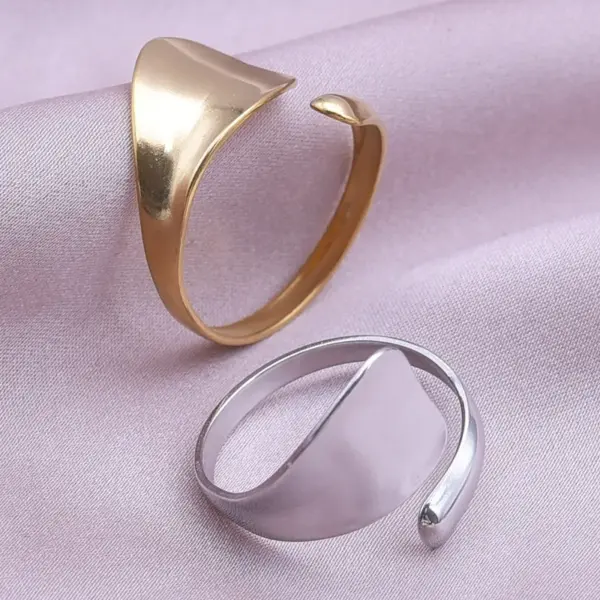 PVD Coated Real Gold Plated 18K Gold Geometric 304 Stainless Steel Simple Style Waterproof Non Tarnish Open Rings