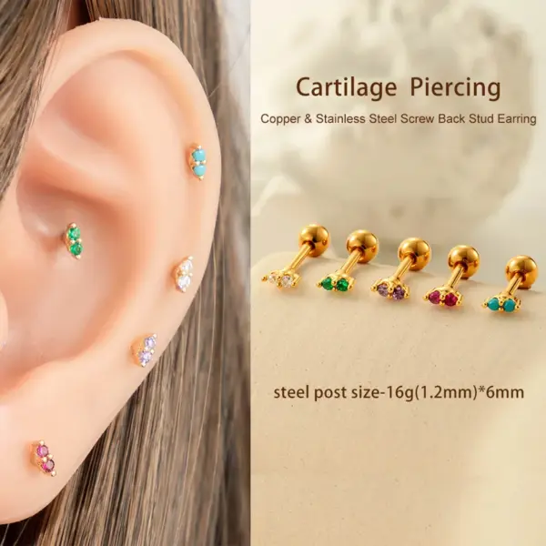 1 Piece 316 Stainless Steel Copper Ear Cartilage Rings & Studs Flower