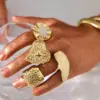 Wholesale PVD Coated 14K Gold Real Gold Plated Heart Shape Ginkgo Leaf 304 Stainless Steel Simple Style Classic Style Waterproof Non Tarnish Rings Bracelets