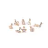 Copper Artificial Gemstones Ear Cartilage Rings & Studs Geometric Waterproof Non Tarnish Surgical Steel Women'S