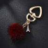 Wholesale mink fur love keychain elegant fur small pendant fur ball alloy love keychain