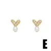 Wholesale 1 Pair Modern Style Simple Style Rabbit Flower Bow Knot Plating Inlay Copper Pearl Zircon 18k Gold Plated Ear Studs