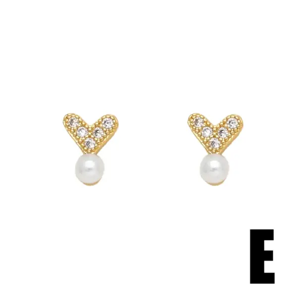 Wholesale 1 Pair Modern Style Simple Style Rabbit Flower Bow Knot Plating Inlay Copper Pearl Zircon 18k Gold Plated Ear Studs