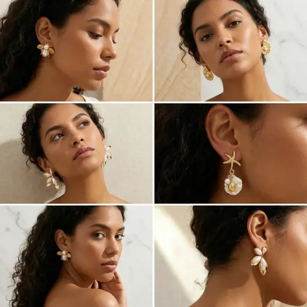 Wholesale Tortoise Pattern Stud Earrings For Women In 304 Stainless Steel With PVD Coated Gold Plating And Acrylic Inlay, 0.03µm Thickness