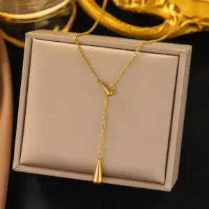 [H169] Water Drop Necklace / Gold