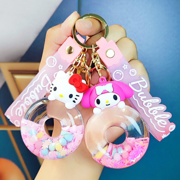 Wholesale Creative new oil Sanrio donut quicksand key chain car key chain package pendant small gift