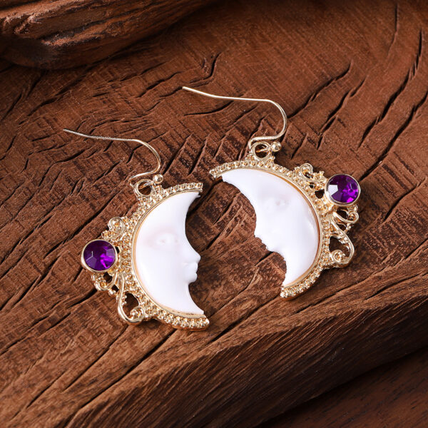 oly-e6c0299f8da267189663dd8df9bc82b0 Wholesale Bohemian Moon Goddess Face Inlaid Gemstone Earrings