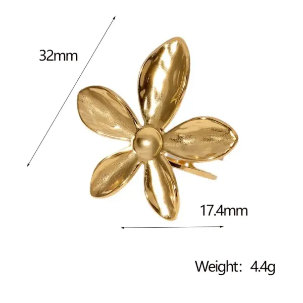Wholesale PVD Coated Real Gold Plated 18K Gold Flower 304 Stainless Steel Vacation IG Style Waterproof Non Tarnish Open Rings